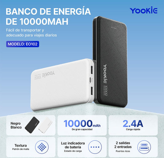 Power Bank Yookie EO102 | 10000mAh Carga Rápida