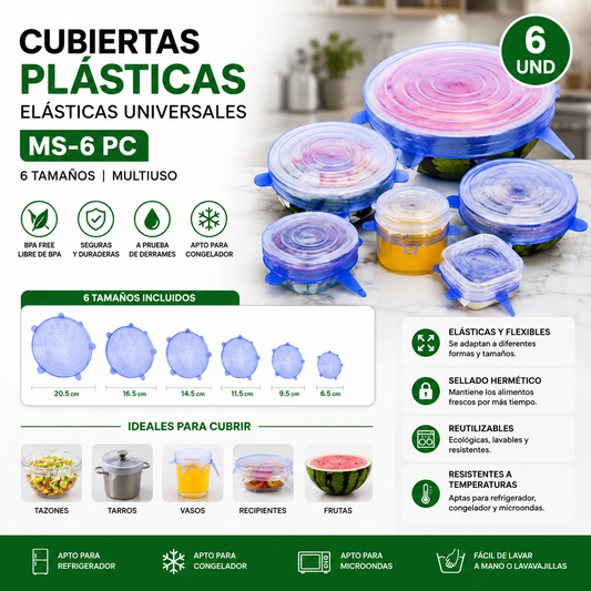 Cubiertas Elásticas para alimentos x6 unidades