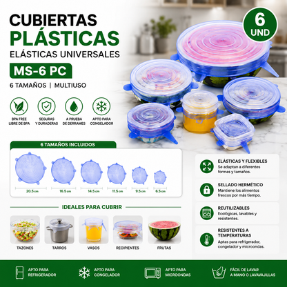 Cubiertas Elásticas para alimentos x6 unidades